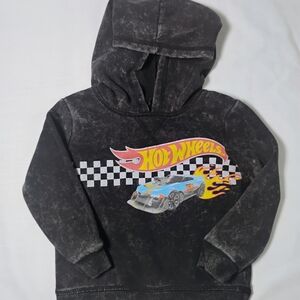 Hot Wheels Black Kids Hoodie with Racing Car Graphic